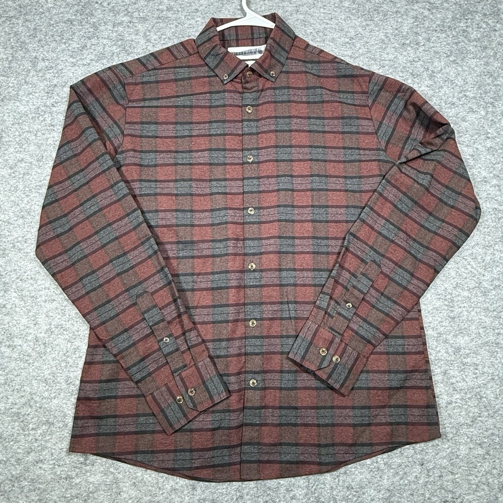 Mizzen and Main Shirt Mens XL Trim Fit Red Check Wallace Button Down Flannel